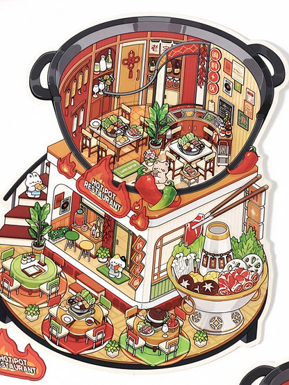Infeelme's 12th play of DIY 3D Scene Stickers in open today, Landscaping Sticker Large 3D Cabin Miniature Scene 12.0#154