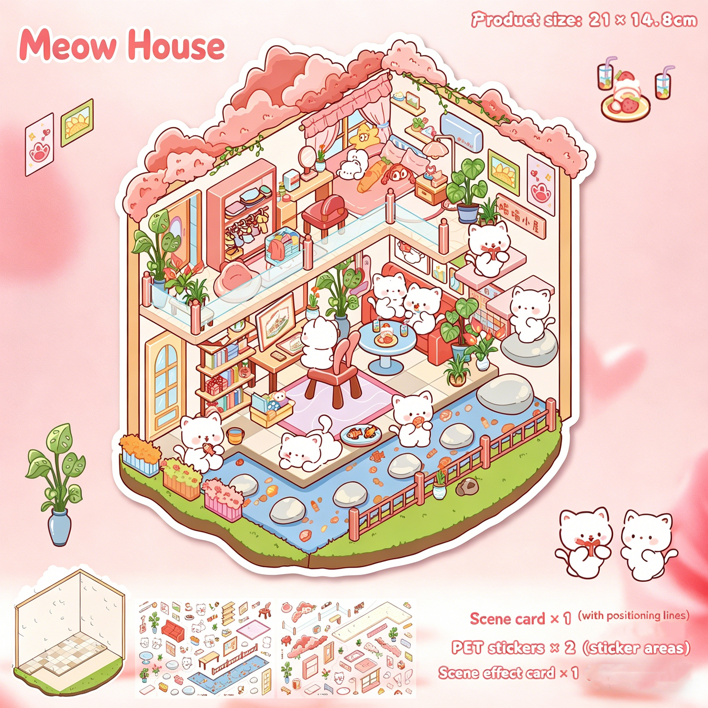 YiLan DIY 3D Scene Stickers Cute Little House Series Small Size Miniature Scene Stickers #312