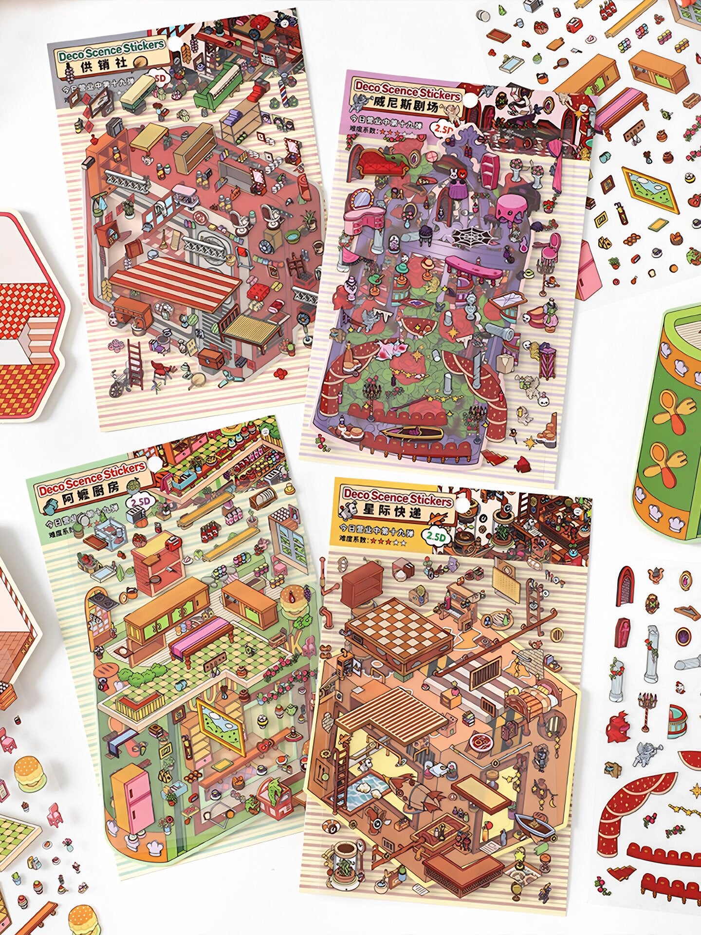 Infeelme's 19th play of DIY 3D Scene Stickers in open today, landscaping sticker cute DIY handmade miniature scene#137