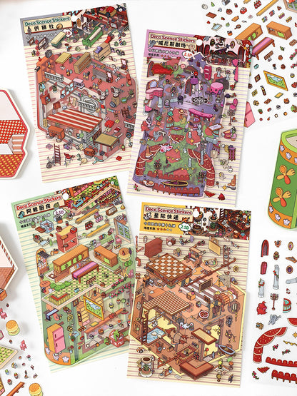 Infeelme's 19th play of DIY 3D Scene Stickers in open today, landscaping sticker cute DIY handmade miniature scene#137