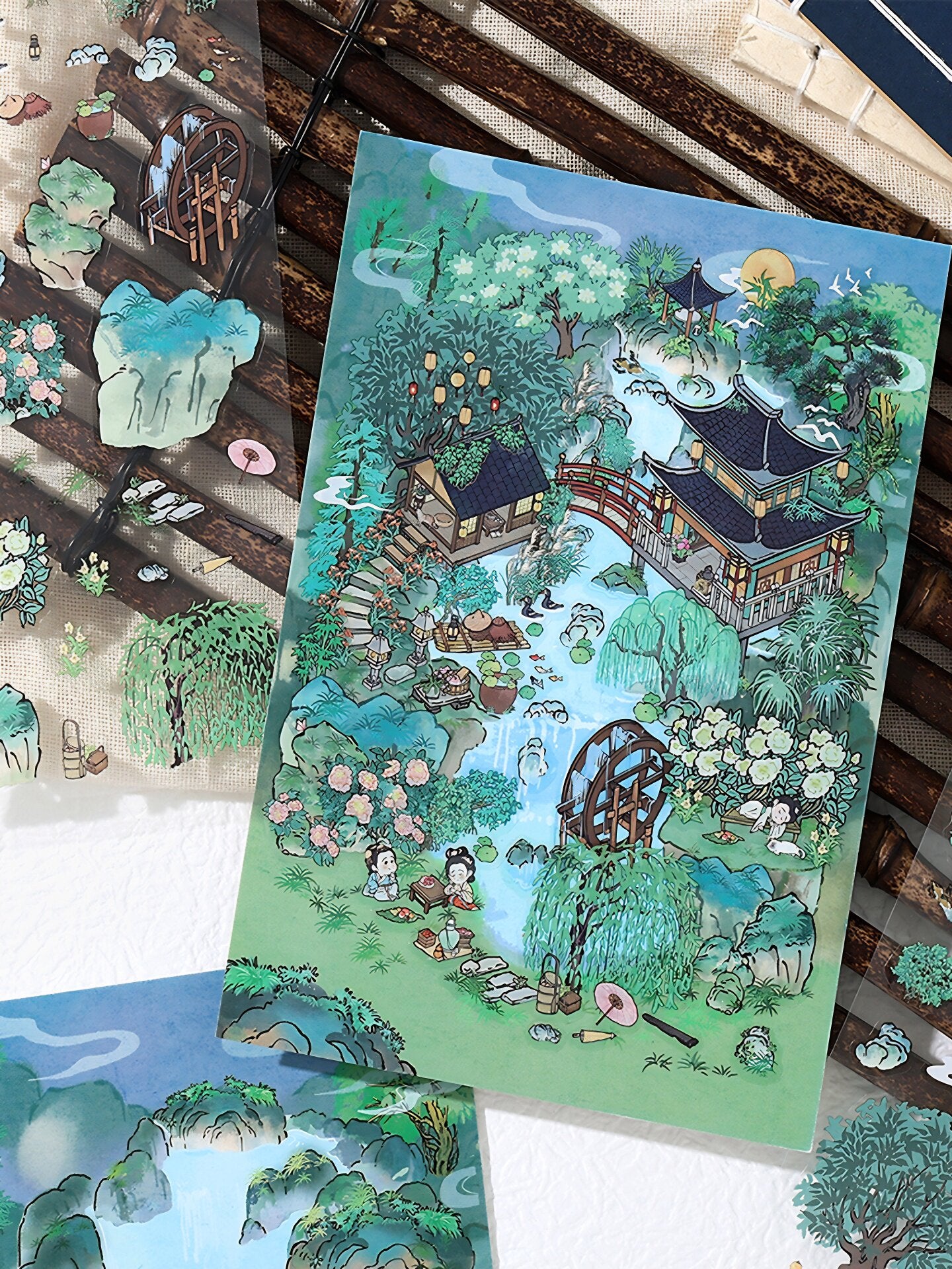 Infeelme's 4th play of DIY 3D Scene Stickers in open today, My Cabin Landscaping Sticker Large Antique Stereo DIY Miniature Scene Sticker#152