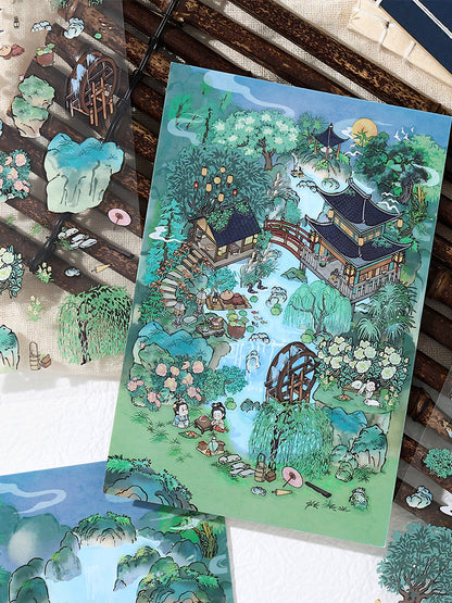 Infeelme's 4th play of DIY 3D Scene Stickers in open today, My Cabin Landscaping Sticker Large Antique Stereo DIY Miniature Scene Sticker#152