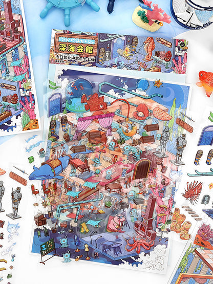 Infeelme's 27th play of DIY 3D Scene Stickers  in open today,Deep Sea Venue Miniature Scene Sticker Large Size#111