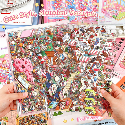 YiLan DIY 3D Scene Stickers Cute Pet Shop Series Miniature Scene Collection Book #323