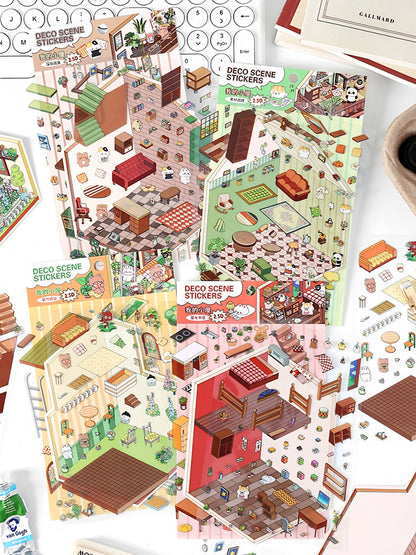 Infeelme's Third play of DIY 3D Scene Stickers  in open today, Large Miniature Scene Island Life Galaxy Home#116