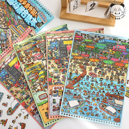 TELADO DIY 3D Scene Stickers collection book, a large book, decompression landscaping sticker hand account scene small sticker miniature hut girl children's educational toy DIY hand account decorative sticker book#92