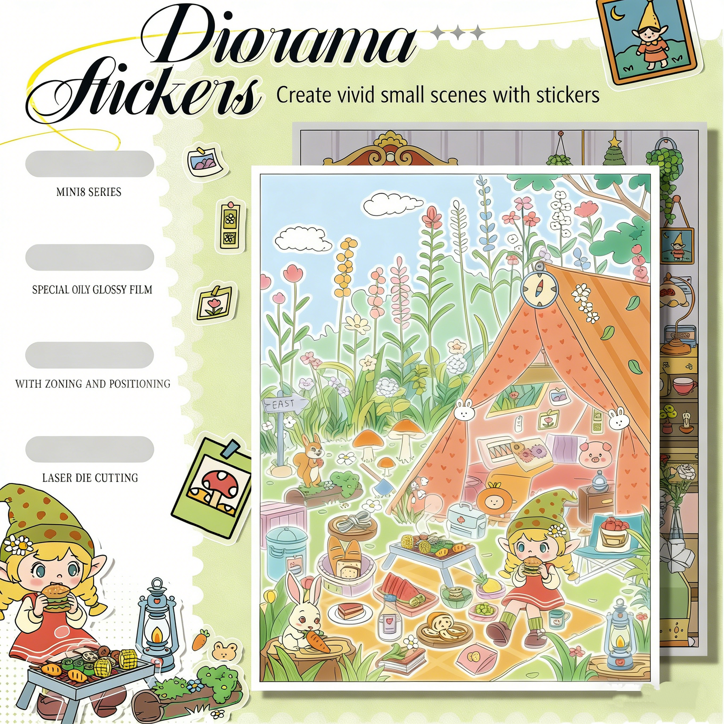 Paper space 35.0+mini8 special oil DIY 3D Scene Stickers bright film#173