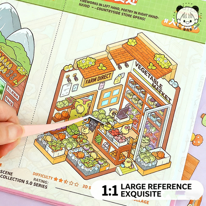 TELADO DIY 3D Scene Stickers Collection Ben 5.0 New Pastoral Landscaping Sticker Scene Hand Account Sticker Set Three-dimensional Miniature Cabin Girls Children's Educational Toys DIY Hand Account Sticker Sticker#91