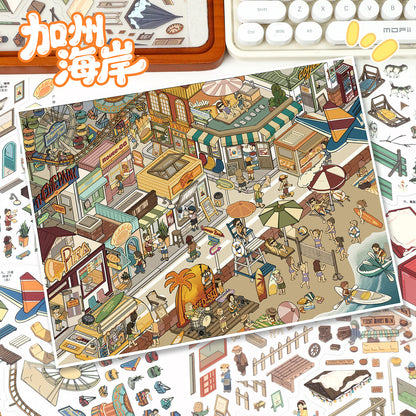 YiLan DIY 3D Scene Stickers 147.0 California Coast & Norwegian Village #308