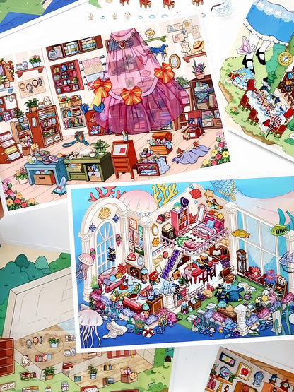 Infeelme's 16th play of DIY 3D Scene Stickers  in open today, My Cabin Landscape Stickers Cute DIY Handmade Miniature Scene Stickers#118