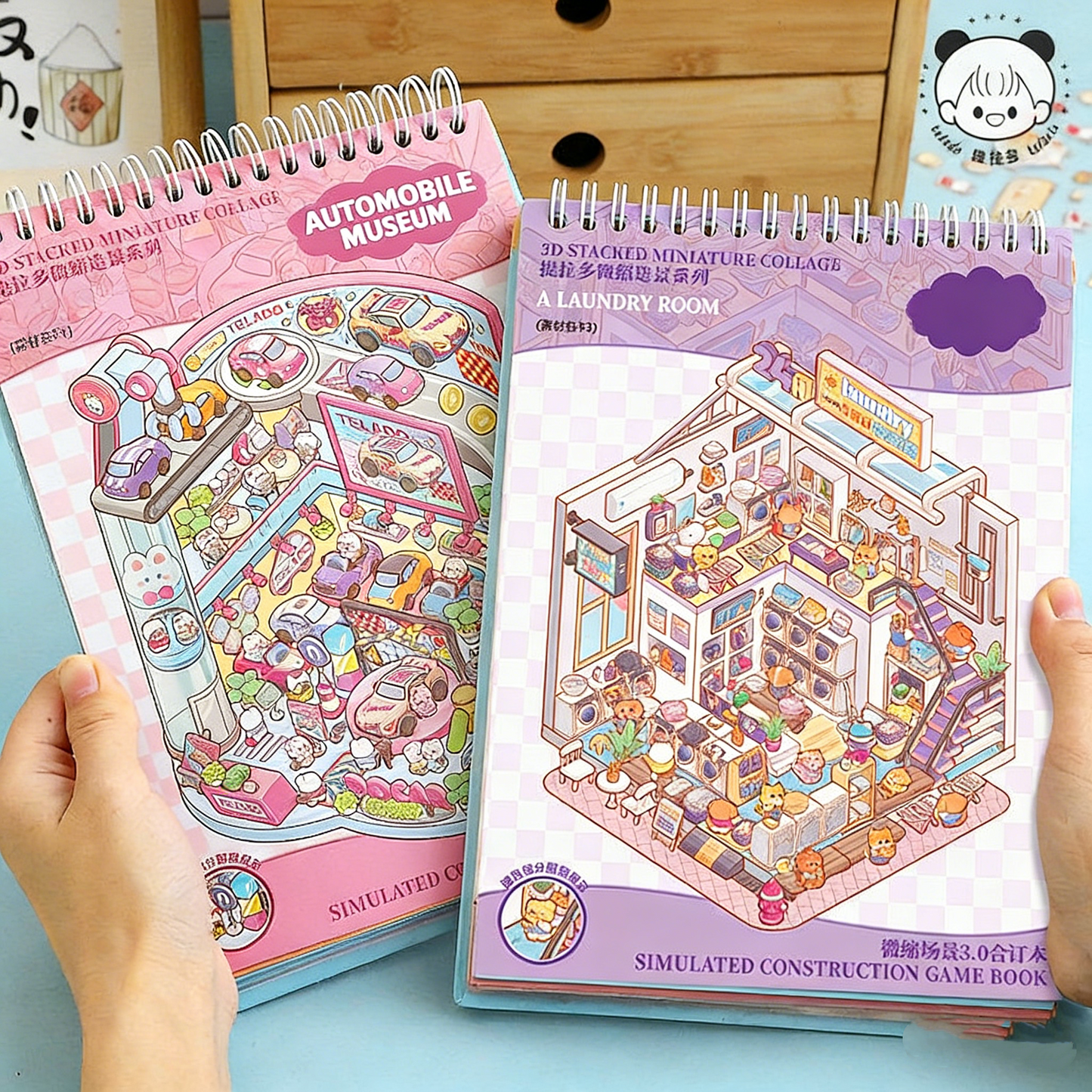 TELADO DIY 3D Scene Stickers bound book collection 3.0 landscaping sticker scene hand account sticker three-dimensional miniature hut girl children's educational toy DIY hand account decoration creative sticker#89