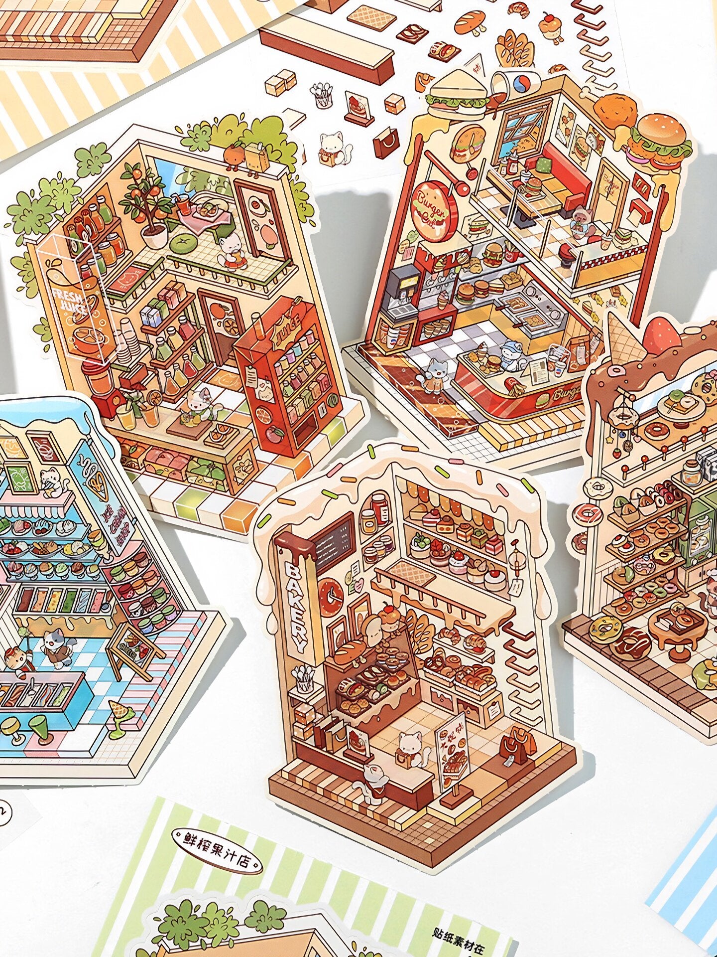 Infeelme new DIY 3D Scene Stickers collection of Meow Meow store is a miniature scene sticker book#157