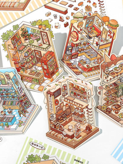 Infeelme new DIY 3D Scene Stickers collection of Meow Meow store is a miniature scene sticker book#157