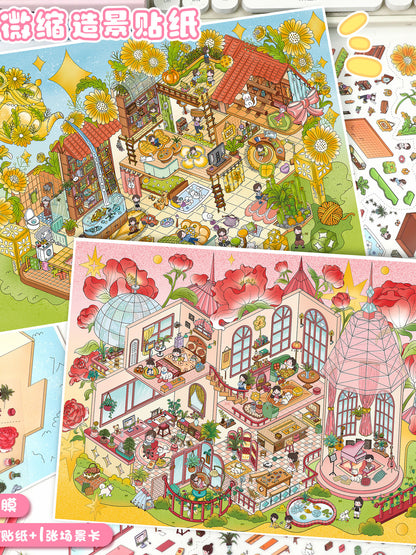 YiLan DIY 3D Scene Stickers 144.0 Rose Manor Sunny Flower Cottage #240