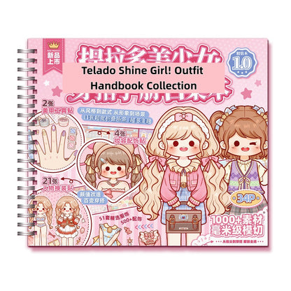 TELADO Beauty Girl Dressup Manual Collection Girl Children's Toys Princess Sticker Book Character Handbook Makeup#93