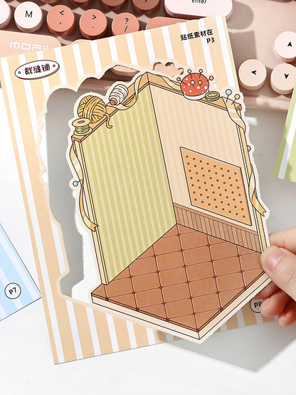 Infeelme new DIY 3D Scene Stickers collection of Meow Meow store is a miniature scene sticker book#157