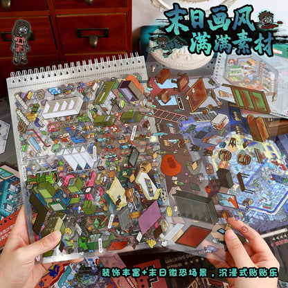 YiLan DIY 3D Scene Stickers Apocalypse Series: Mild Horror Miniature Scene Collection Book – Large Size #322