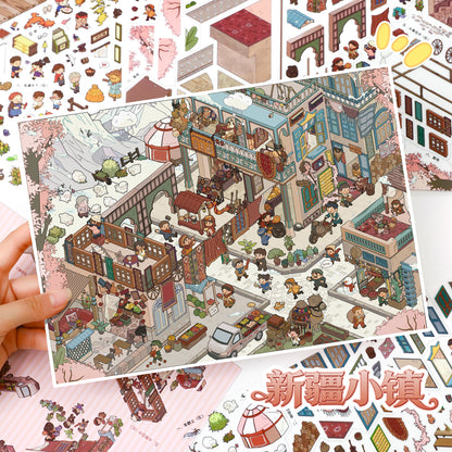 YiLan DIY 3D Scene Stickers 142.0 Xinjiang Town & Miao Ancient Village #316