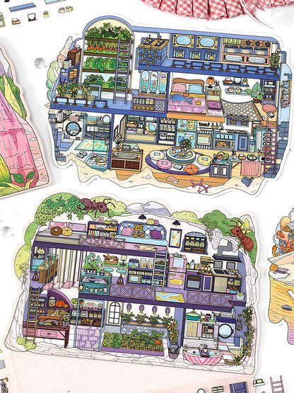 Infeelme's 7th play of DIY 3D Scene Stickers in open today, My Cabin 2.5D Landscaping Stickers Cute DIY Handmade Miniature Scene Stickers#148