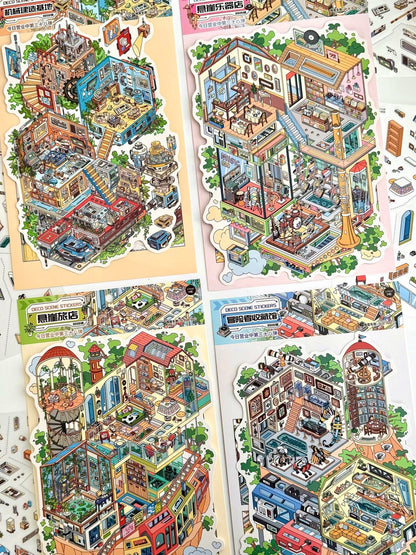 Infeelme's 38th play of DIY 3D Scene Stickers in open today, My Cabin Scene Miniature Landscaping Sticker Large#129