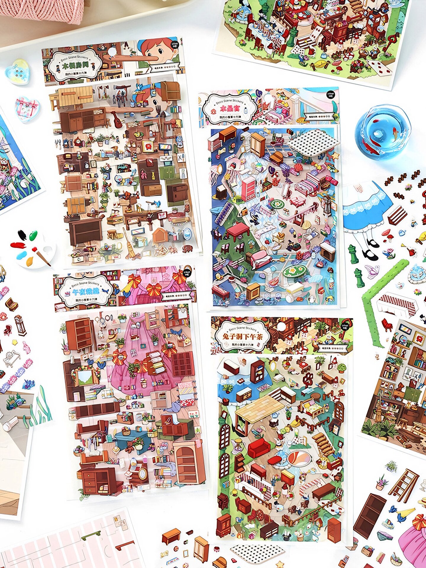 Infeelme's 16th play of DIY 3D Scene Stickers  in open today, My Cabin Landscape Stickers Cute DIY Handmade Miniature Scene Stickers#118