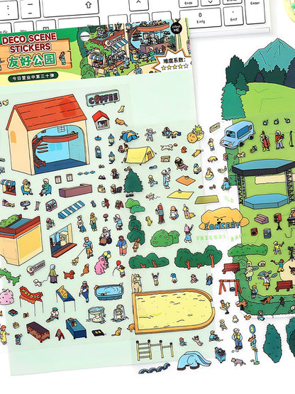 Infeelme's 30th play of DIY 3D Scene Stickers in open today, my cabin scene. Miniature landscaping sticker large.#122