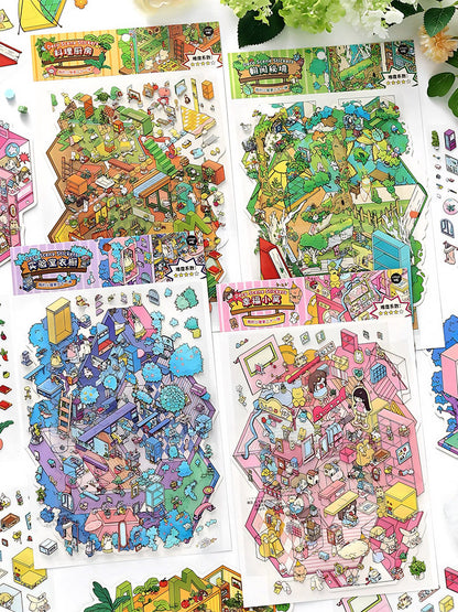Infeelme's 21st play of DIY 3D Scene Stickers in open today,  my cabin landscaping stickers cute DIY handmade miniature scene stickers#151