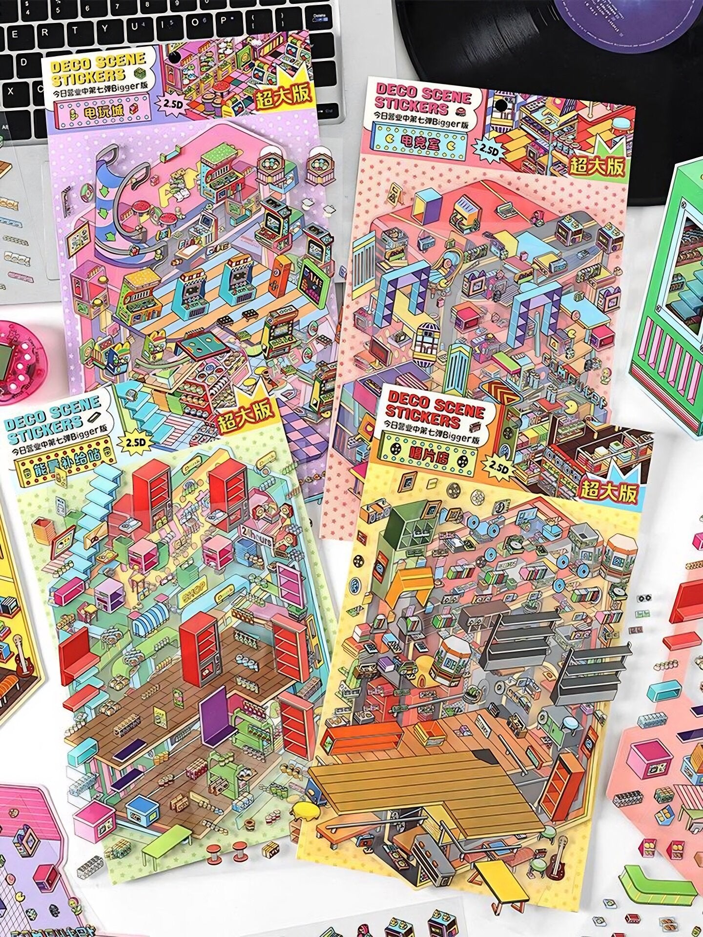 Infeelme's Seventh  play of DIY 3D Scene Stickers in open today, 2.5D Landscaping Sticker Hand Ledger DIY Handmade Miniature Scene#119