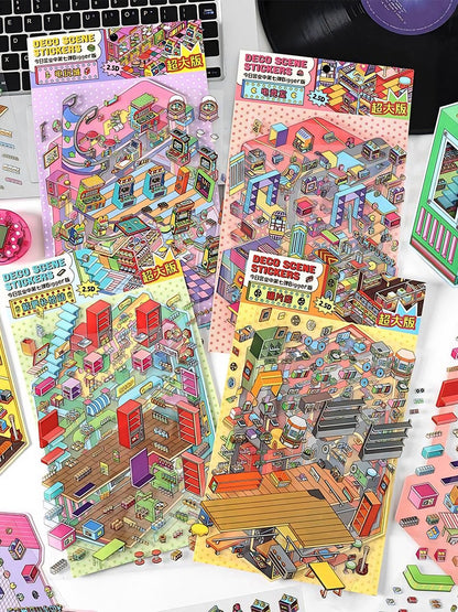 Infeelme's Seventh  play of DIY 3D Scene Stickers in open today, 2.5D Landscaping Sticker Hand Ledger DIY Handmade Miniature Scene#119