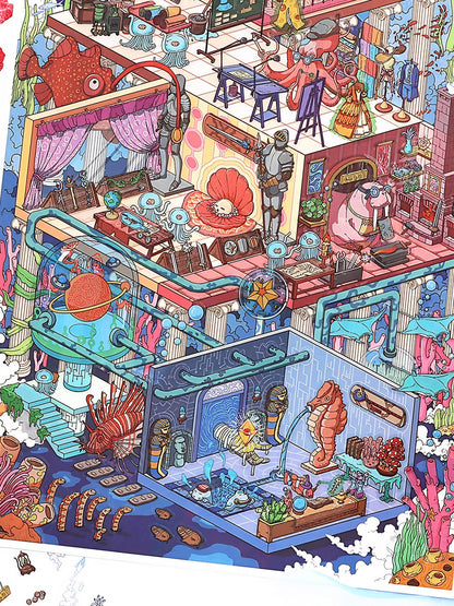 Infeelme's 27th play of DIY 3D Scene Stickers  in open today,Deep Sea Venue Miniature Scene Sticker Large Size#111