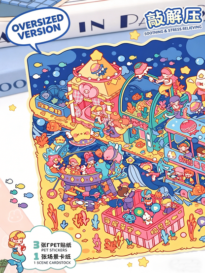 YiLan DIY 3D Scene Stickers 14.0 Large cute ocean food stall #238