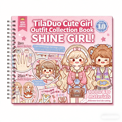 TELADO Beauty Girl Dress Manual Collection Book Girl Children's Educational Toys Princess Dress Up Sticker Book Cartoon Character Clothes Decoration Handbook Sticker Handbook Sticker Makeup Sticker Book#86