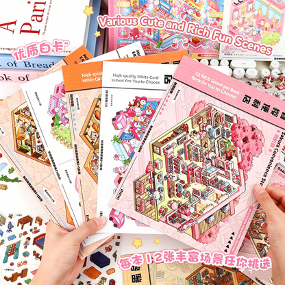 YiLan DIY 3D Scene Stickers Cute Pet Shop Series Miniature Scene Collection Book #323