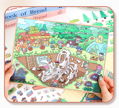YiLan DIY 3D Scene Stickers 39.0 Extra large version of cute three-dimensional landscaping stickers dinosaur fossil hut #226