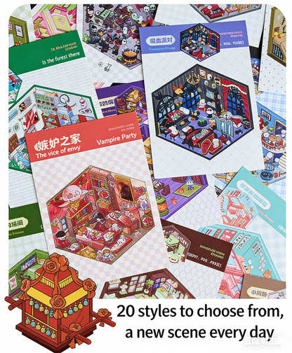Slightly Horrific Scene Sticker Album | 20 3D Scenes for Kids - Adults # 78