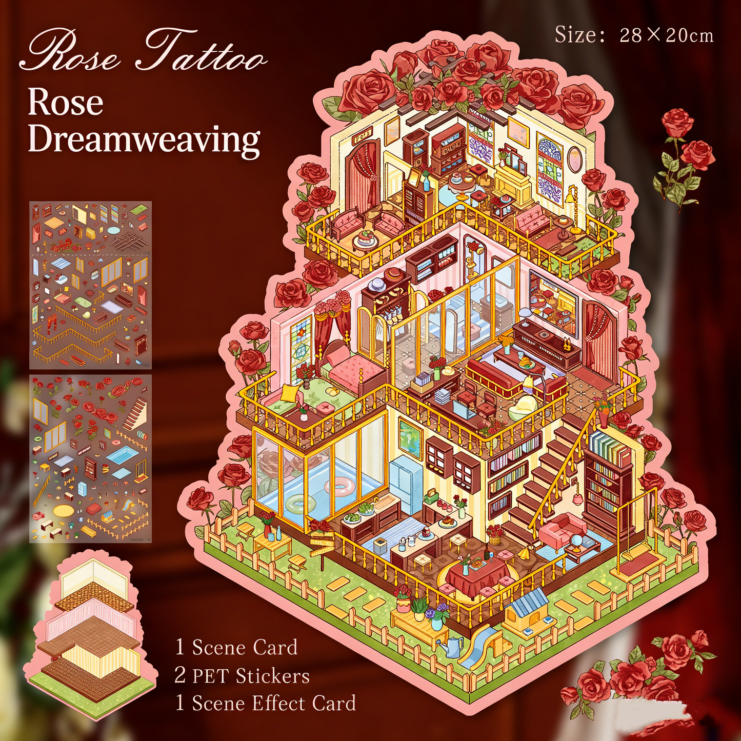 Large Luxury 2-Layer Villa | 3D Mini Scene Stress Relief Landscape Stickers # 77