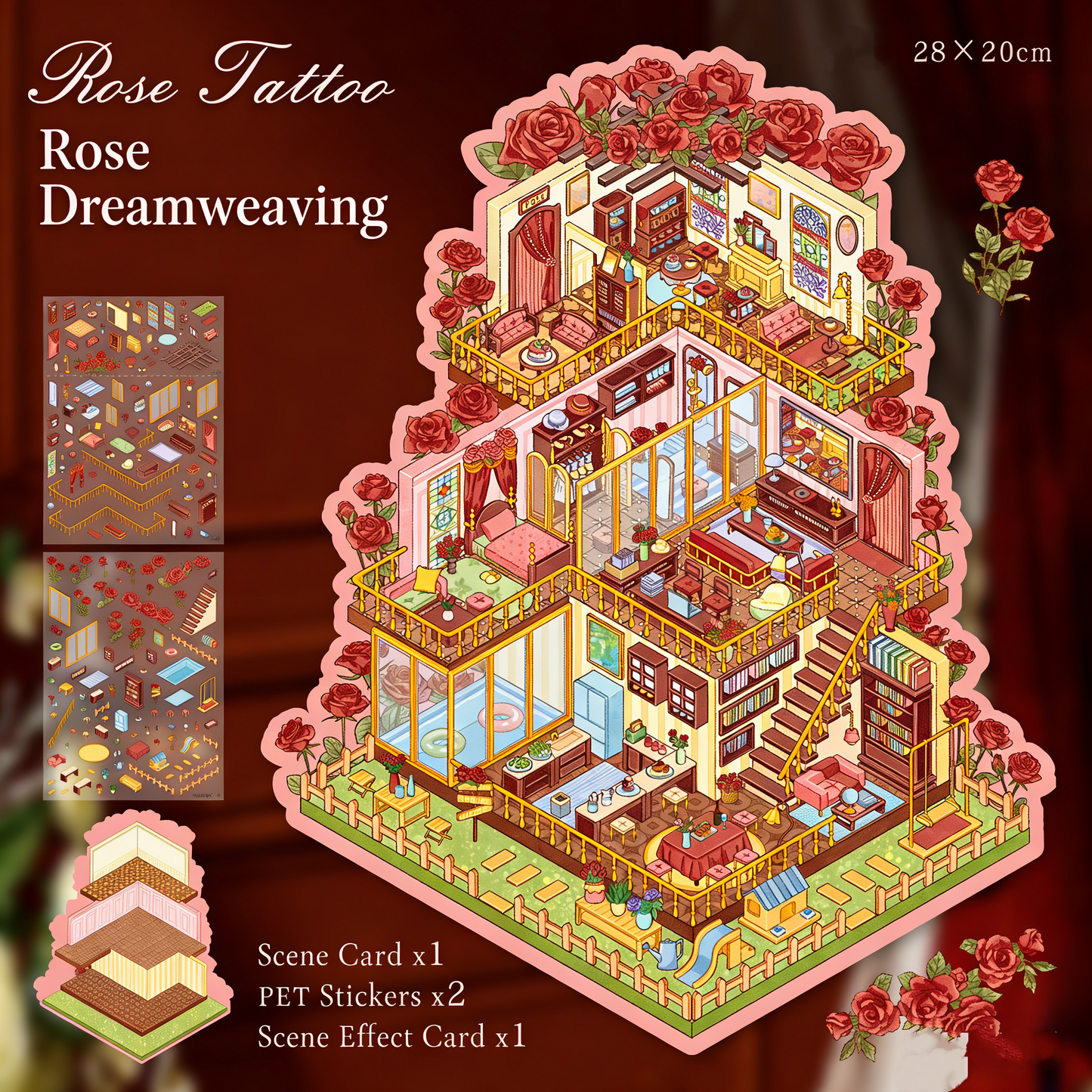 Large Luxury 2-Layer Villa | 3D Mini Scene Stress Relief Landscape Stickers # 77