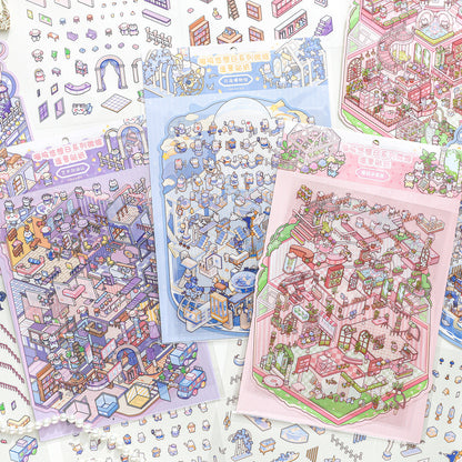 Meow Leisure Day | Large 3D Stereoscopic House DIY Stress Relief Stickers # 72