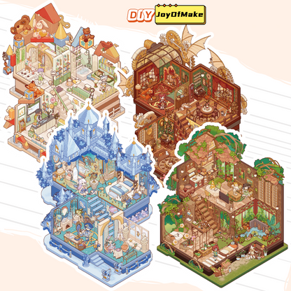 Scene Sticker Collection - 3D Mini House, DIY Journal & Scrapbook Supplies, Stress Relief Toy # 27