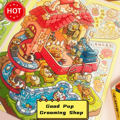 Meow Shop Scene Sticker Puzzle - 3D Mini House, Cute DIY Journal & Scrapbook Supplies for Kids # 8