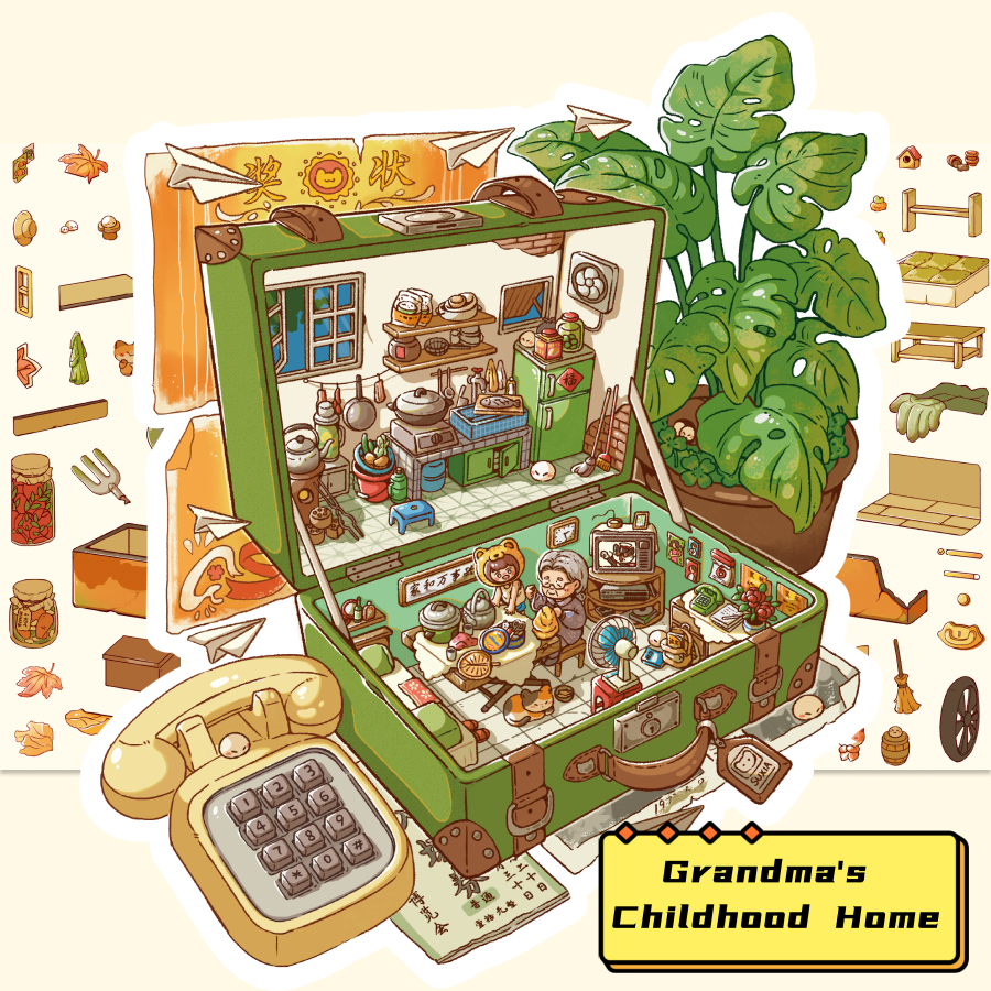 Meow 2.0 Box of Time Scene Sticker Puzzle - 3D Mini House, Cute DIY Journal & Scrapbook Supplies # 10