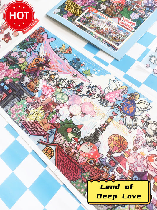 Corner of the World: Land of Deep Love & Iris Field Scene Sticker Puzzle Scroll - Cute Decorative Painting # 14