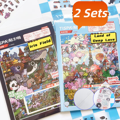 Corner of the World: Land of Deep Love & Iris Field Scene Sticker Puzzle Scroll - Cute Decorative Painting # 14