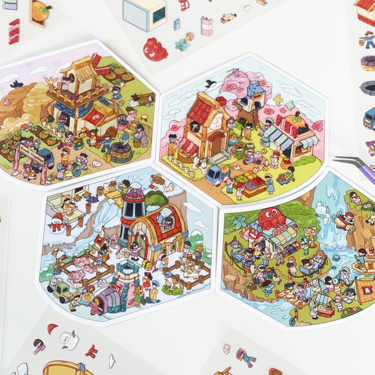 Scene Sticker (Meow Cottage & Sweet Farm) - 3D Mini Scene, Cute DIY Journal & Scrapbook Supplies # 15
