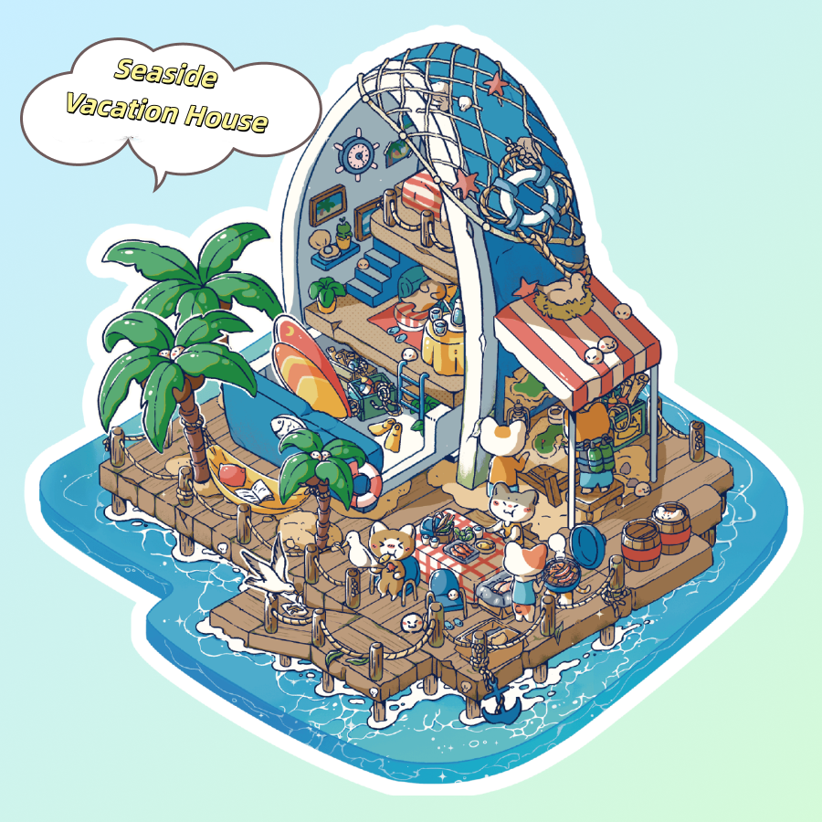 Scene Sticker (Meow Cottage & Sweet Farm) - 3D Mini Scene, Cute DIY Journal & Scrapbook Supplies # 15