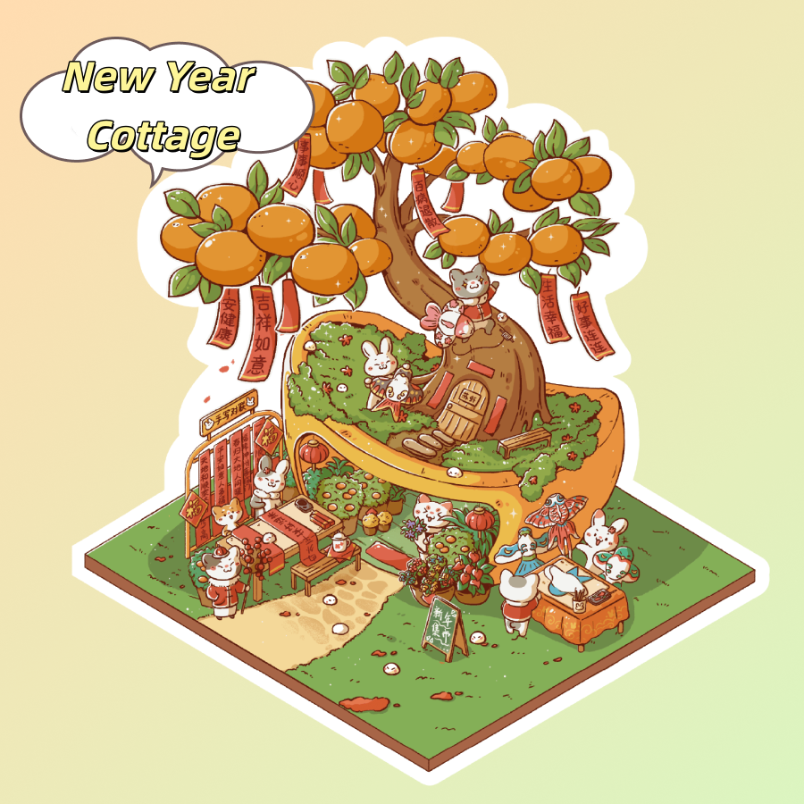 Scene Sticker (Meow Cottage & Sweet Farm) - 3D Mini Scene, Cute DIY Journal & Scrapbook Supplies # 15