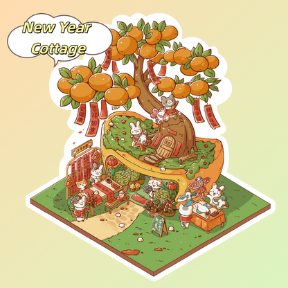 Scene Sticker (Meow Cottage & Sweet Farm) - 3D Mini Scene, Cute DIY Journal & Scrapbook Supplies # 15