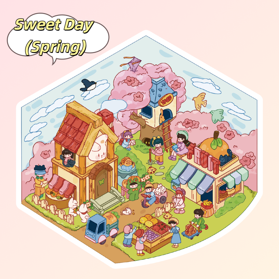 Scene Sticker (Meow Cottage & Sweet Farm) - 3D Mini Scene, Cute DIY Journal & Scrapbook Supplies # 15