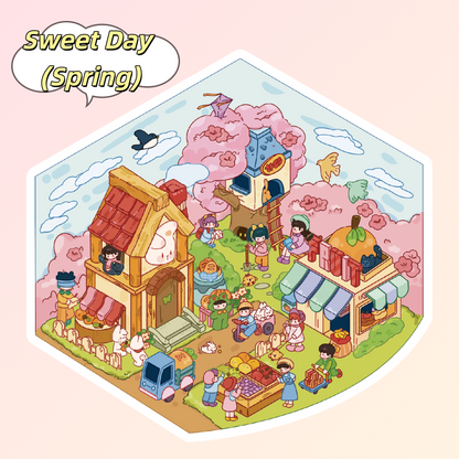 Scene Sticker (Meow Cottage & Sweet Farm) - 3D Mini Scene, Cute DIY Journal & Scrapbook Supplies # 15
