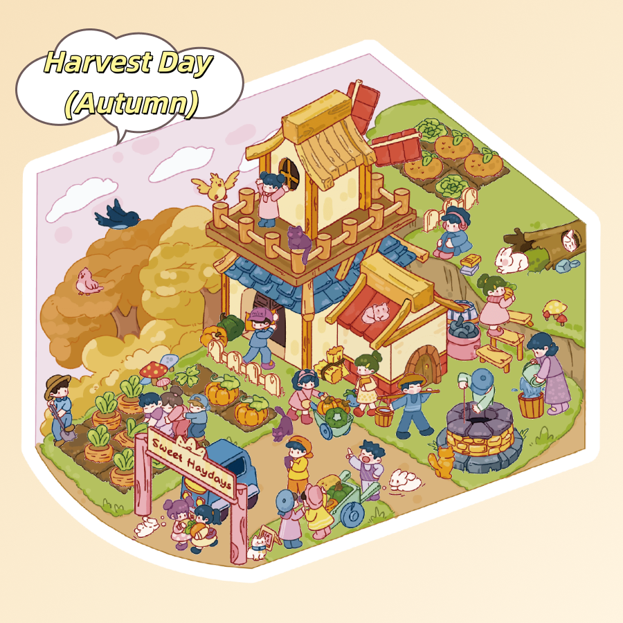 Scene Sticker (Meow Cottage & Sweet Farm) - 3D Mini Scene, Cute DIY Journal & Scrapbook Supplies # 15